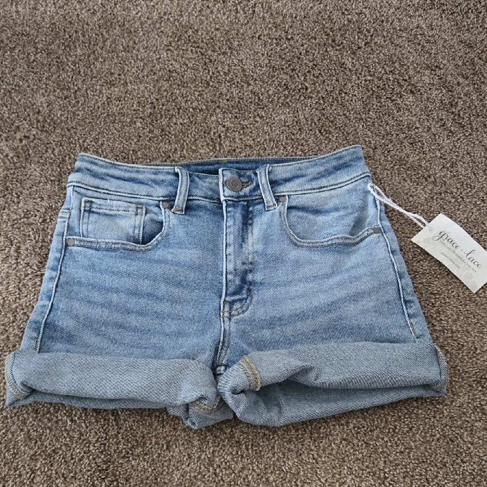 Grace & Lace Light Blue Jean Shorts Size 2